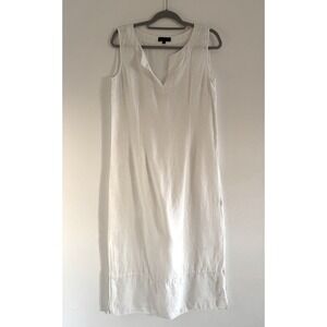Dune Dress Womens 10 White Linen Midi Beachy Preppy‎ Coastal Resort Luxury